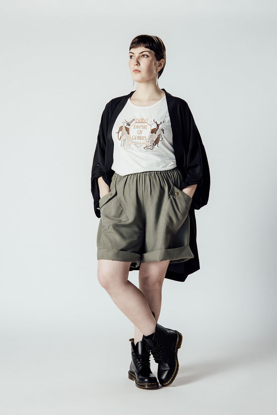 Image Title Empire of Genius Embroidered Tee in Natural White with Silvers and Golds